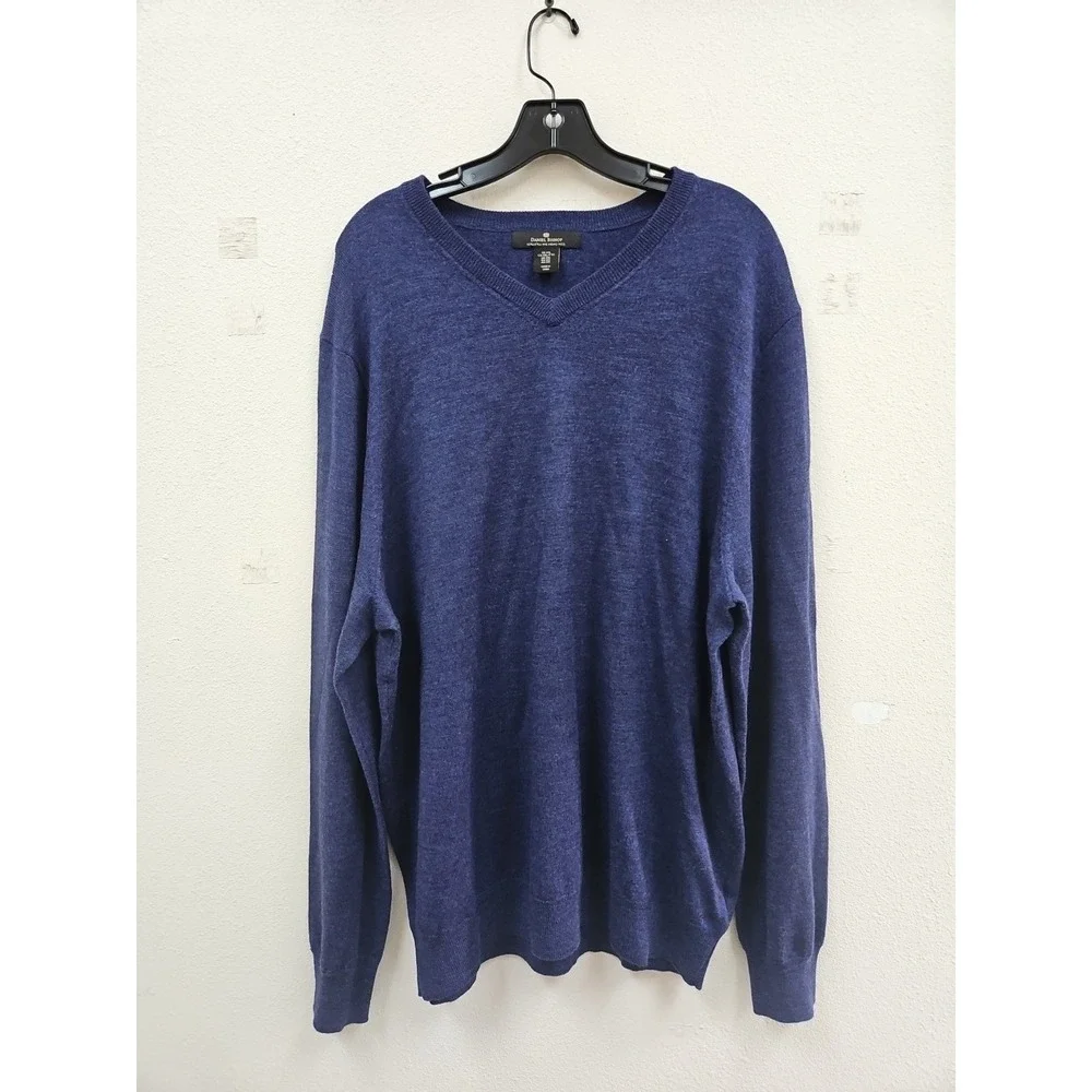 Daniel Bishop Mens XXL 100% Extra Fine Merino Wool V-Neck Sweater